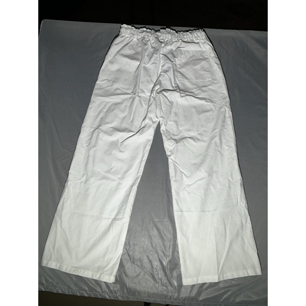 White Linen Elastic Waist Pants with Pockets Size Large - Picture 2 of 14